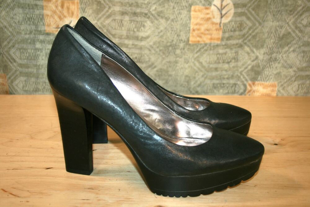 Calvin Klein Black Leather Platform Pumps 11 M